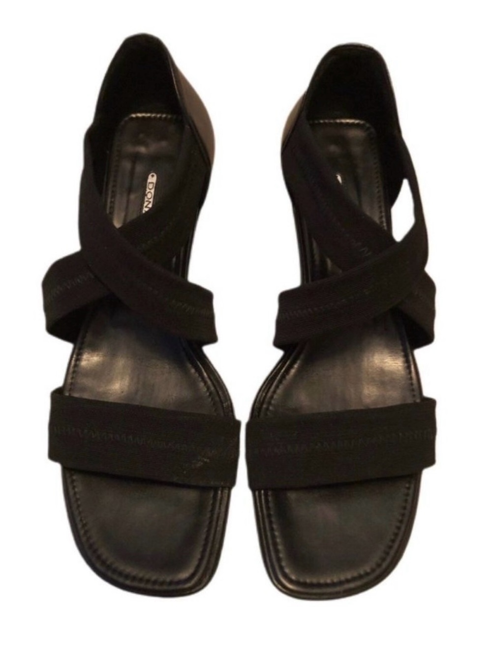 Donald J. Pliner Italian Leather Black Crepe Ankle Strap Rivoli Sandals  Size 7